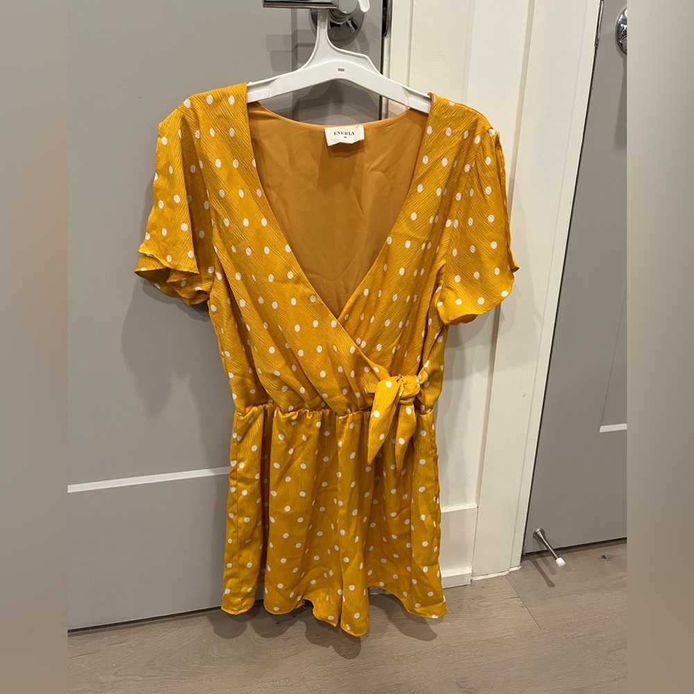Yellow poka-dot romper
